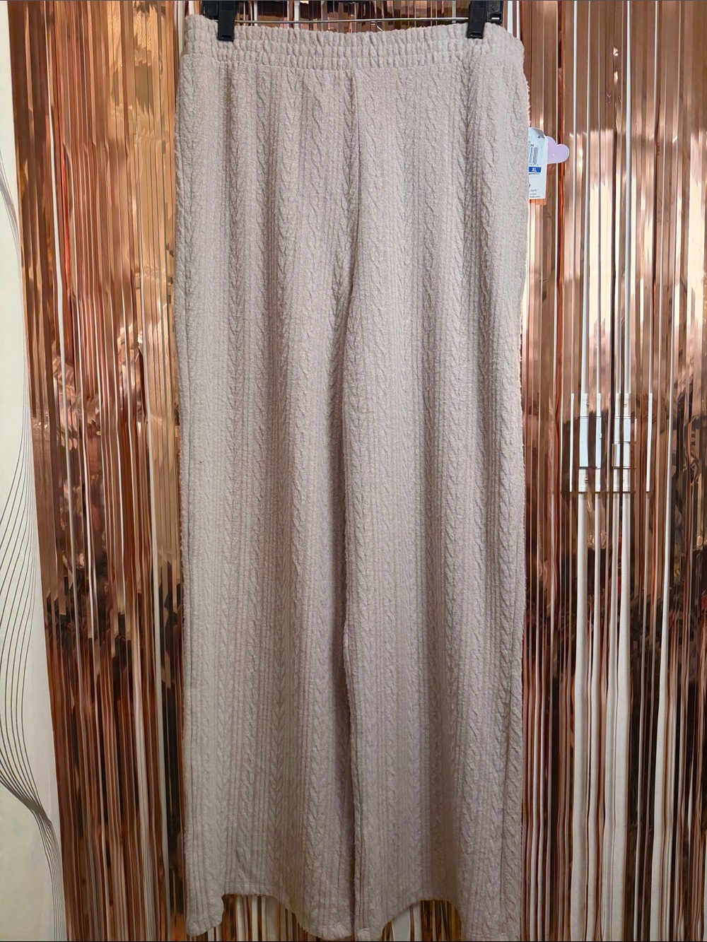 Hippie Rose Stone Textured Fleece Wide Leg Pants